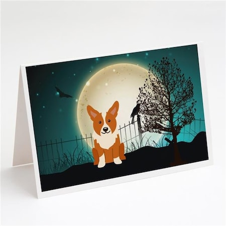 Carolines Treasures Carolines Treasures BB2290GCA7P Halloween Scary Corgi Greeting Cards & Envelopes - Pack of 8 BB2290GCA7P